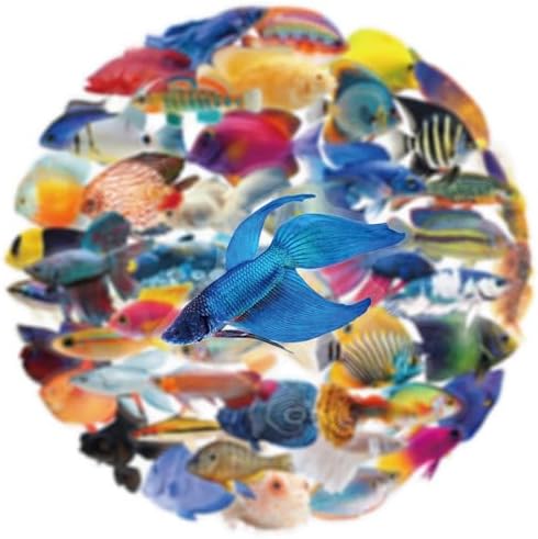 50 Pcs Clear PET Fish Aesthetic Stickers for Scrapbooking Journaling Junk Journal Scrapbook Supplies - Waterproof Transparent Fishing Decals for Resin Crafts Decorative Art Crafts (Fish) - Image 2