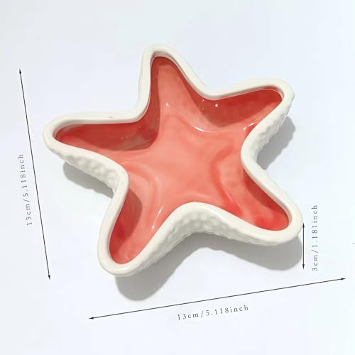 Starfish Shape Ceramic Jewelry Tray, Ocean-themed Decorative Trinket Dish, Suitable for Mother Friend Sister, Gifts for Women, Home Decor Trinket Dish (Pink Starfish) - Image 3