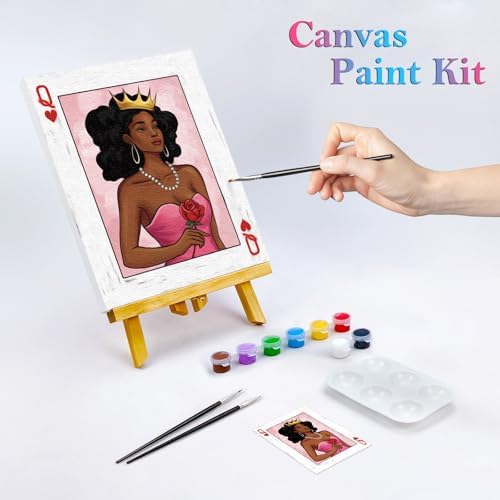 Nuberlic Pre Drawn Canvas to Paint for Adults Afro Queencard Porker - Image 2