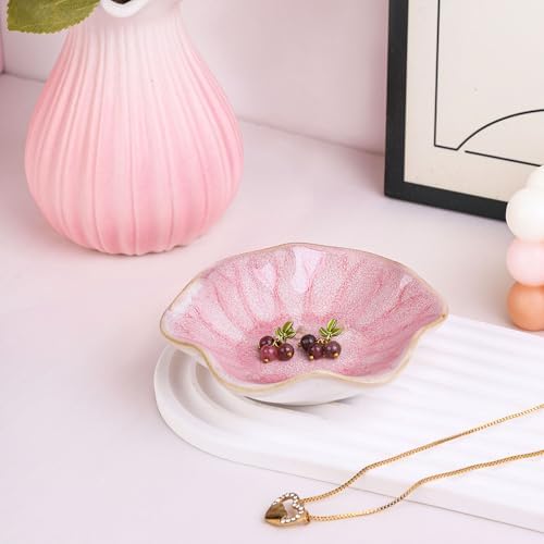WHJY 2 Pack Ceramic Jewelry Dish 4.3 Inch Ring Holder for Women Decorative Lotus Flower Trinket Tray for Room Decor Green and Blue Vanity Storage for Ring Earring Necklace - Image 5