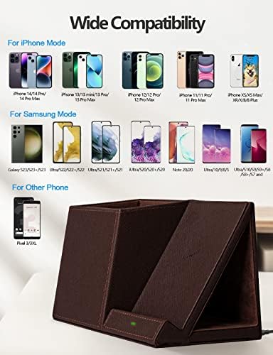 Pen Holder with Wireless Charger, Compatible with iPhone 17/16/15/14/13/12/11/8 Series, Pencil Holder Phone Stand for Desk Home Office, Men Gift Husband Wife Anniversary Dad Birthday Idea Gadget - Image 3