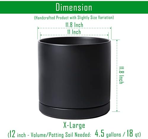 D'vine Dev 12 Inch Ceramic Planter Pot, Black, 94-O-F-2 - Image 3