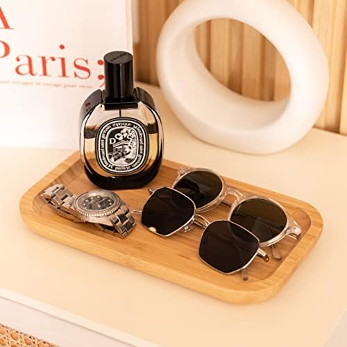 Bamboo Vanity Tray, Bathroom Counter Tray, Toilet Tank Top Tray for Organizing and Decor Display, 11.8 x 5.1 x 0.8 inch - Image 2