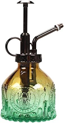 TOMEX Glass Plant Mister Spray Bottle 200ML Watering Bottle with Top Pump Watering Can for Indoor Outdoor House Plants,Flowers (Brown-Green) by TOMEX