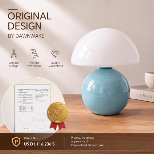 Dawnwake Mushroom Lamp Table Lamp for Bedroom-Small Desk Table Lamps,Blue - Image 5