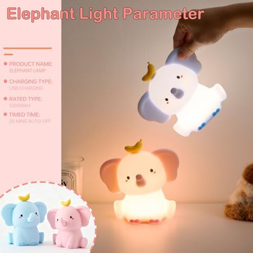 Elephant Lamp, Elephant Cute Night Light Gifts, Rechargeable Bedside Nightlight, Dimmable Squishy Silicone Animal Touch Lamp, Baby Room Decor, Small Night Light for Kids Teens Boys Girls Lovers - Image 7