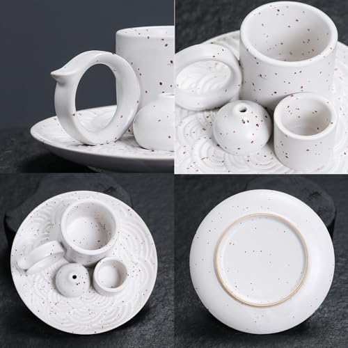4 in 1 Ceramic Incense Burner Holder with Handle for Burning Sage, Palo Santo Stick, Joss Sticks, Candle in Your New House, Office, Yoga, Meditation Room (White) - Image 5