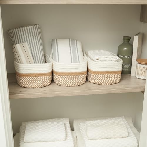 Beautiful Storage Basket Set of 3 - Sturdy Rope Baskets for Shelves - Image 2