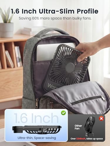 Warmco D3 10000mAh Portable Travel Fan, 7-inch Wide, 10-24H Battery Life - Image 3