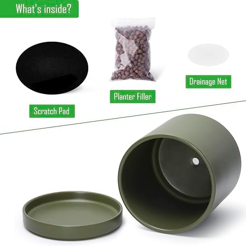 D'vine Dev 12 Inch Ceramic Planter Pot, Olive, 94-O-F-J - Image 4