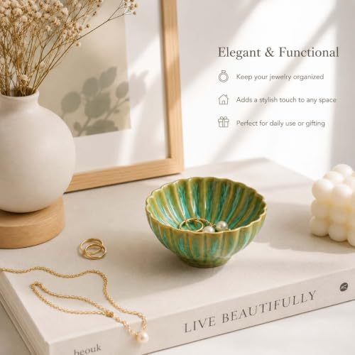 Glazed Ceramic Jewelry Dish Tray,Green Ring Holder Dish Jewelry Tray - Image 5