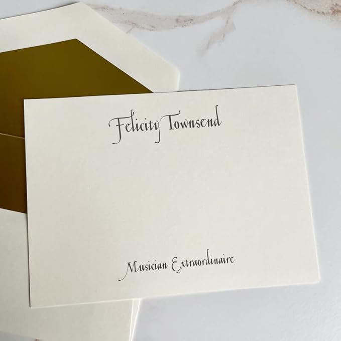 Casual Personalized Flat Cards - Raised Ink Stationery Made in the USA