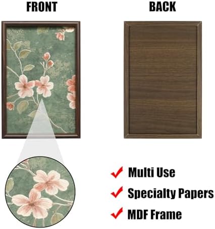 Wooden Valet Tray with Floral Base, Green Vintage Blossoms - Image 3