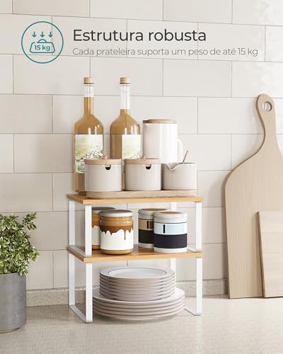 SONGMICS Cabinet Organizer Shelf, Set of 2 Spice Rack, Kitchen Storage - Image 4