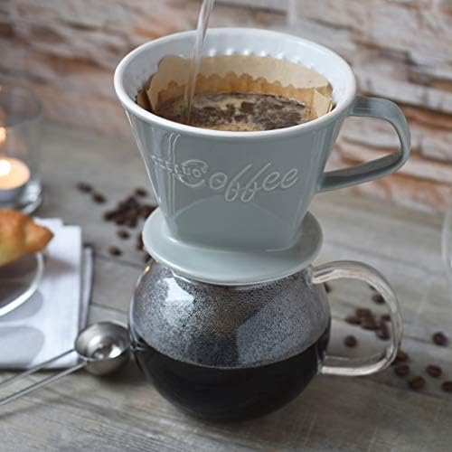 Creano XXL Porcelain Coffee Dripper Stone Grey - Ceramic Cone Brewer - Pour Over Coffee Maker - Filter Size 4 - huge and heavy quality 800gr/28oz - 6 Colours availeble - Image 6