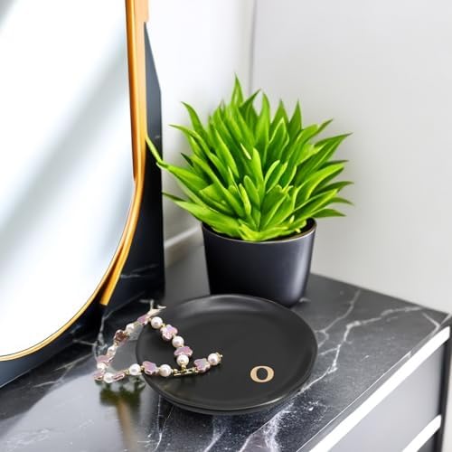 COLLECTIVE HOME - Ceramic Jewelry Tray, Decorative Trinket Dish for Rings Earrings Necklaces Bracelet Watch Keys, Birthday Mother's Day Christmas Gift for Women, 4.75", Black Surface (o) - Image 3