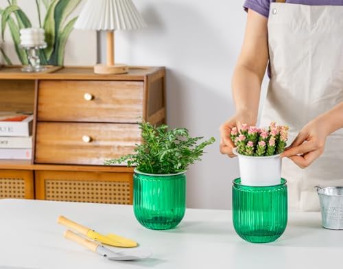 Melphoe Self Watering Pots for Indoor Plants Planter, 4.7 Inch 2 Pack Planters Self Watering Plant Pots for Flower, Houseplants, Succulent, African Violets and Cactus with Drainage - Image 3