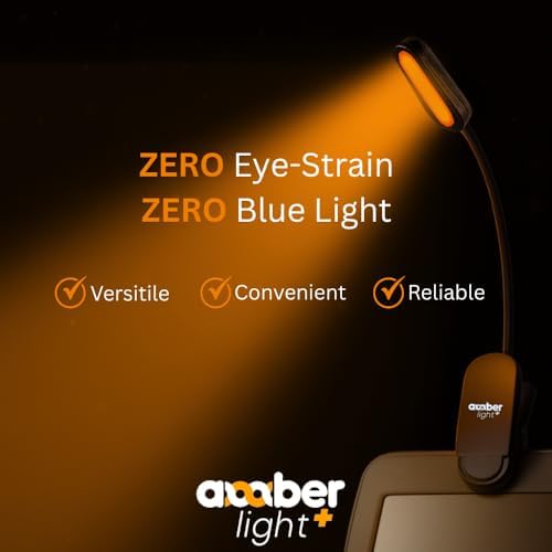Amber Light + Giftable Amber Book Light - Blue Light Blocking - Night Reading Booklight Store. Rechargeable. 1600K for Reading in Bed at Night. Perfect as a Giftable Kindle Light and LED Book Light. - Image 2