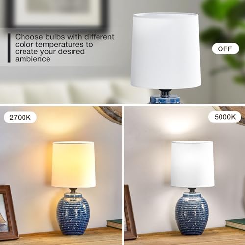 EJIAXIN Table Lamps Set of 2-13.75" Small Bedside Lamps - Classic Farmhouse Ceramic Table Lamp for Bedroom, Living Room, Nightstand, Office, Side Desk Lamp, End Table - Image 6