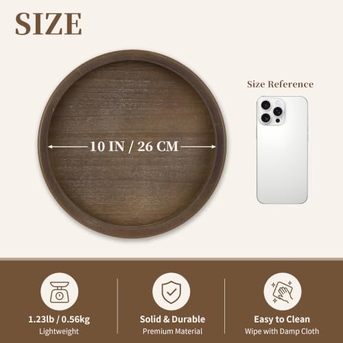 Hanobe Round Wooden Tray Decor for Coffee Table, Decorative Candle Plate - Image 4