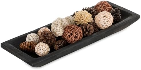 Hanobe Large Decorative Bowl for Coffee Table Entryway Decor, Black Wood by Hanobe