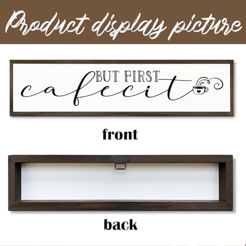 Coffee Wood Sign, Farmhouse Coffees Wall Decoration, Home Kitchen Decor for Shelf Tabletop, Cafe Coffee Station Decor, Coffees Lover Gift, But First Cafecito Sign, 17.8x4x1.2 inches - Image 3