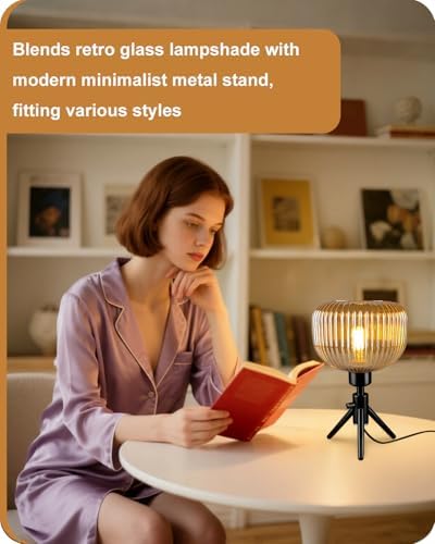 Lightdot Tripod Glass Table Lamp Black Small Desk Lamp - Image 5