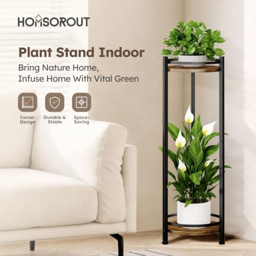 Homsorout 2 Tier Plant Stand Indoor Outdoor for Corner, Rustic - Image 2