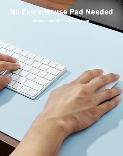 Aothia Faux Leather Desk Mat - Large Mouse Pad, Non-Slip PU Leather Blotter, Waterproof Writing Surface for Office and Home (Baby Blue, 40" x 24") - Image 4