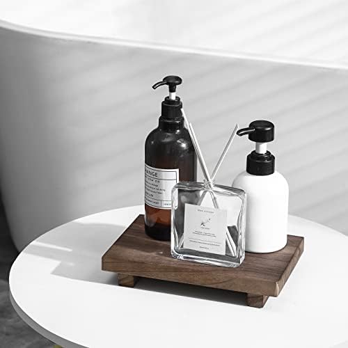 Wood Bathroom Tray Farmhouse Decor Kitchen Soap Holder, 9"x6" Walnut - Image 2