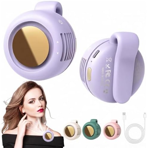 Portable Silent Mini Bladeless Fan Clip On, Small Fan Clip on for Shirt & Waist, Adjustable 3-Speed Suspended Whirlwind Fans, For Outdoor & Travel & Office, Travel Accessories, Gift (Light Purple) by Unknown