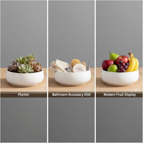 Lotus Bowl, Ceramic Lotus Bowl Planter Shallow Flower Pot for Indoor Outdoor Home Decor, White 6.5 Inch. - Image 5