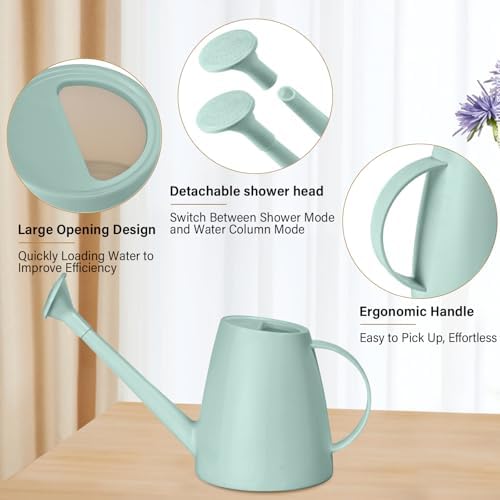 Plastic Watering Can - for Indoor and Outdoor House Plant Garden - with Long Spout - 1/2 Gallon - Light Green - Image 6