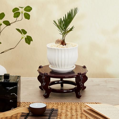 Geetery 2 Pcs 4–12 in Oriental Wooden Plant Stand Indoor Vase Stand, 6 in - Image 5