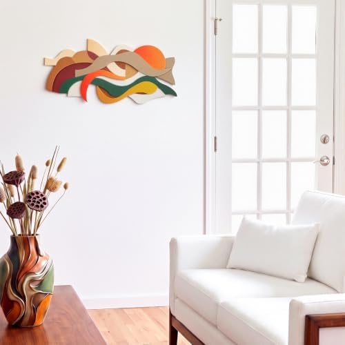 Mifoci Mid Century Modern Wood Wall Art, Abstract Wall Decor, Horizontal - Image 6