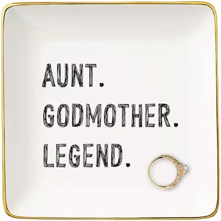 Mother's Day,Baptismal,Christmas Gifts-Aunt Godmother Appreciated Present-Auntie Thank You Present-Baby Gift Shower-Jewelry Tray Trinket Holder Ring Dish-Aunt Godmother Legend by NZY