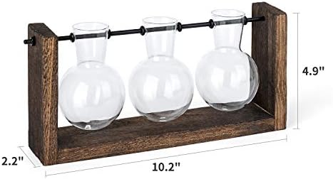 Mkono Plant Propagation Station Hanging Desktop Wooden Stand 3 Vases Holder - Image 6