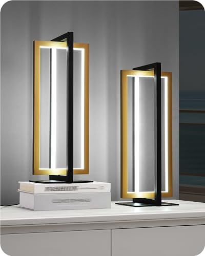 EDISHINE LED Table Lamp Set of 2, Modern Dimmable Nightstand Lamps, Gold by EDISHINE