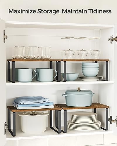 SONGMICS Cabinet Organizer Shelf, Set of 2 Spice Rack, Kitchen Storage - Image 3