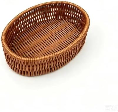 Handwoven Rattan Oval Basket, Multi-Purpose Storage Basket for Kitchen Countertop, Small Item Basket, Decorative Organizer for Snacks, Toiletries(1PC,Brown, Small) by Unknown