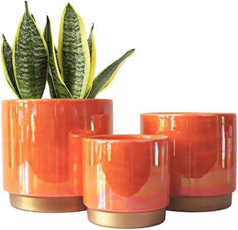 Gepege Ceramic Plant Pots for Indoor Plants, Planters with Drainage Holes by Gepege