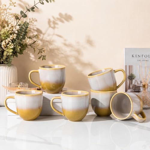 theterra Ceramic Coffee Mugs Set of 6, 12 oz Coffee Cups with Handle by TheTerra