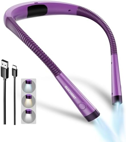 Glocusent Reading Light,LED Neck Light,80-hr Rechargeable Book Light by GLOCUSENT