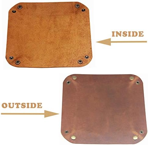 boshiho Valet Tray for Men, Leather Jewelry Catchall Key Phone Coin Box Change Caddy Bedside Storage Box (Light Brown) - Image 5