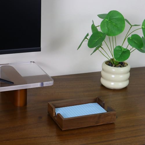 MultiBey Walnut Wood Sticky Notes Holder - 4x6 Inch Memo Pads Dispenser - Image 2