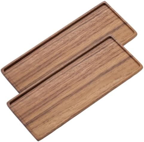 Vandroop Acacia Wood Small Serving Tray 11.8 x 4.6in, Set of 2 by VANDROOP