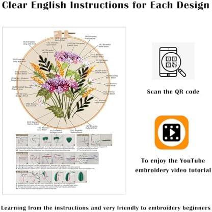 Vigdit Canvas Tote Bag Embroidery Kit for Beginners, Needlepoint Cross Stitch Kit for Adult Beginner, DIY Reusable Grocery Bags Embroidery Starter Kit with Stamped Floral Tools & Instructions - Image 6