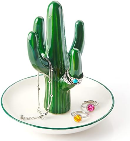 PUDDING CABIN Cactus Ring Holder Green Jewelry Dish for Rings Earrings Bracelets Necklace Organizer, Cactus Gift for Women Birthday Wedding Graduation Christmas Valentines, Room Decor Aesthetic - Image 7