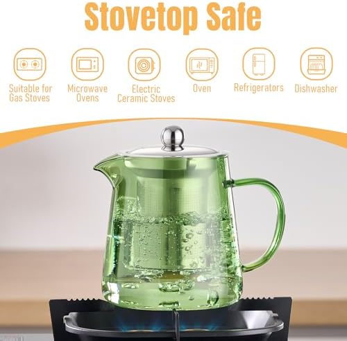 PARACITY Tea Kettle with Infuser, Glass Teapot Stovetop, 18.6 fl oz, 550 ml - Image 4
