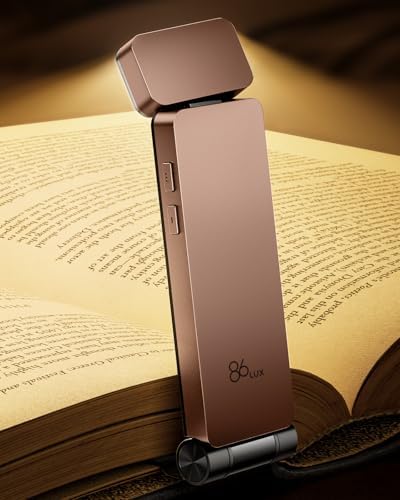 86lux Book Light, Rechargeable Clip-On LED Reading Light for Bed & Night Use - 3 Color Temperatures with Stepless Dimming, Ultralight Bookmark Design for Kids, Book Lovers, Pink Brown by 86Lux